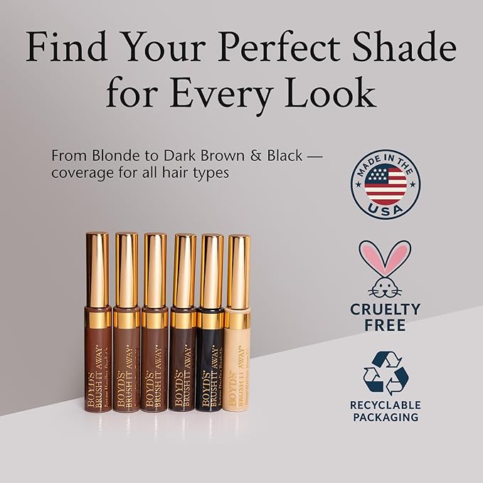 Boyd’s Brush It Away | Grey Hair Root Touch Up for Women & Men | Temporary Hair Color Mascara | Quick-Dry Water-Resistant Concealing Formula | Light Brown, 2-Pack