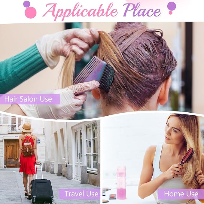 6PCS 6oz/180ml Root Comb Applicator Bottle,Hair Oil Applicator with Comb,Plastic Hair Dye Bottle Applicator Brush with Graduated Scale