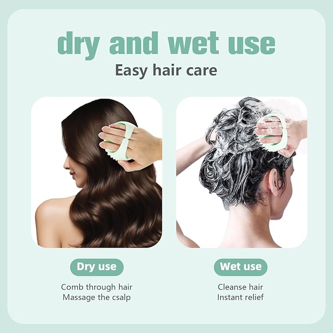 Scalp Massager Shampoo Brush,Scalp Dandruff Removal with Soft Silicone Bristles,Wet & Dry Scalp Care Head Scrubber Hair Washing,Comfortable for All Hair Types,Dark Green