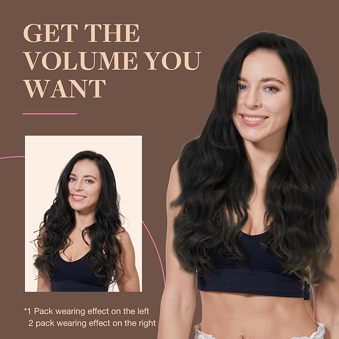 GOO GOO Clip in Hair Extensions Real Human Hair, Remy Human Hair Extensions Clip ins for Women, Natural Human Hair, 12inch 85g 7Pcs, 1 Jet black