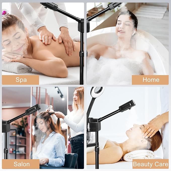 Winado 2 in 1 Professional Facial Steamer with 5X Magnification Lamp & Touch Screen, Esthetician Steamer Humidifier Face Spa Mist Steam for Home Beauty Salon, Personal Skin Care Deep Cleaning, Black