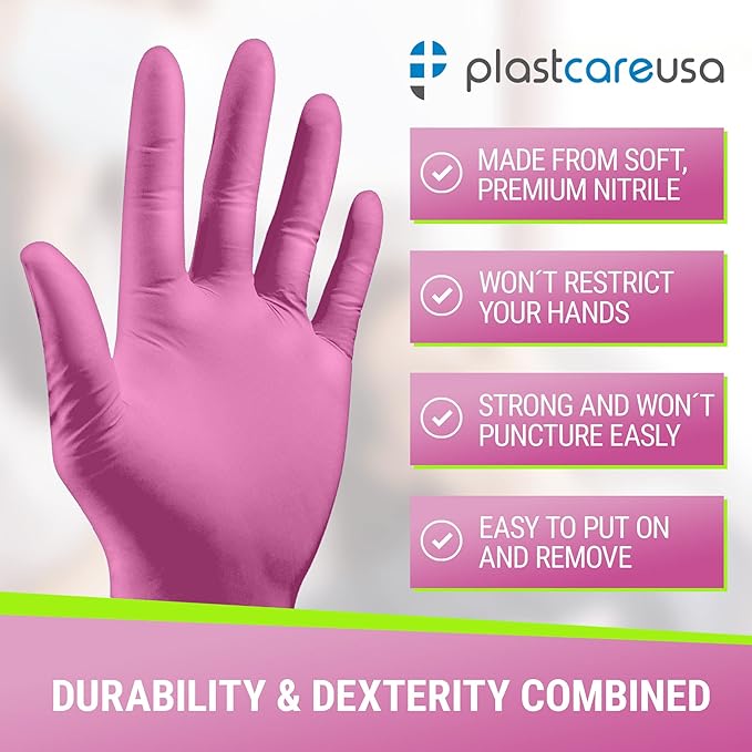 100 Nitrile Exam Gloves 3.5 Mil - Latex & Powder Free, Disposable Non-Sterile Protective Gloves By PlastCare