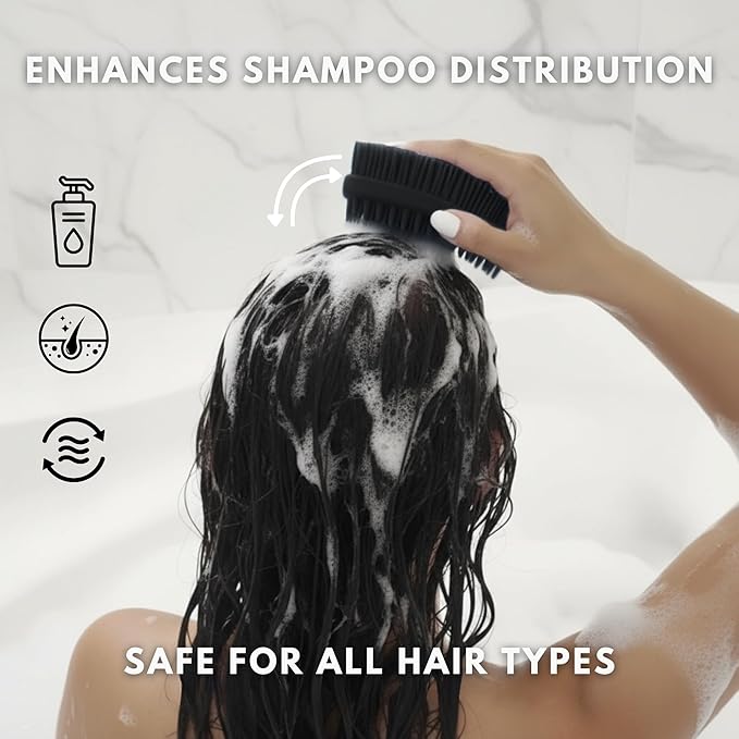 Scalp Massager Shampoo Brush Silicone - Hair Scrubber Shower Tool - Avilana Scalp Exfoliator Head Massage Brush - Gentle Daily Cleansing All Hair Types - Gift Women Men