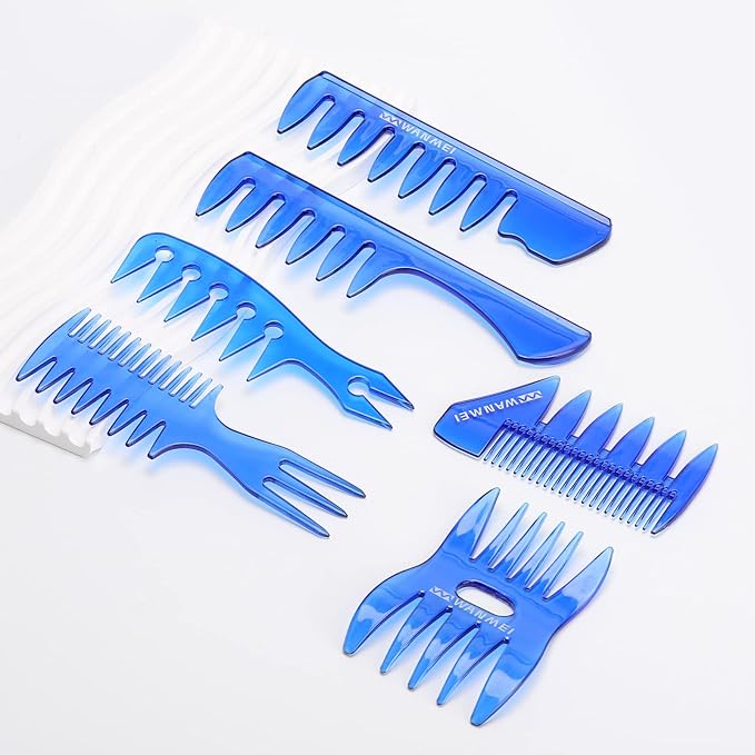 Tbestmax 6 Pcs Hair Comb Styling Set Tail Combs Afro Pick Pik Brushes African American Hair Brush Barber Blue