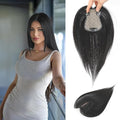 Hair Toppers for Women Real Human Hair, 360°3D Bangs Clip Human Toppers for Women with Thinning hair Realistic Scalp Line (Brown Black, 3D Side Bangs (11 * 7))