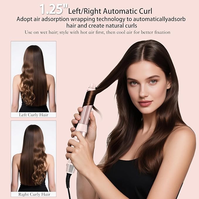 Hair Styler Wrap & 6 in 1 Hot Air Styler-110,000 RPM High-Speed Fast Negative Ionic Multi Hair Styler Professional Blow Dryer Brush for Curling Volumizing Straightening Styling