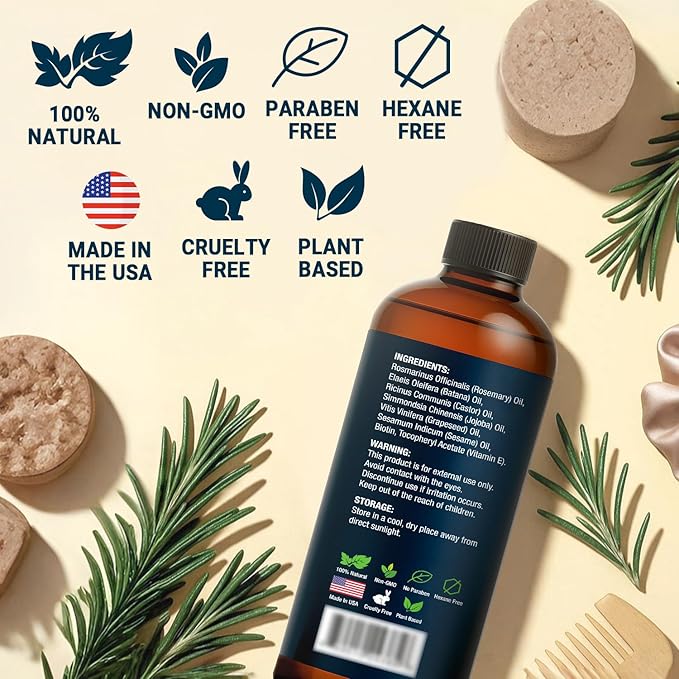 Rosemary Oil for Hair Growth 6 fl oz - Nourishing Blend for Frizz Control, Scalp Refresh & Stronger Hair - Aceite de Romero Para el Cabello - Nexon Botanics