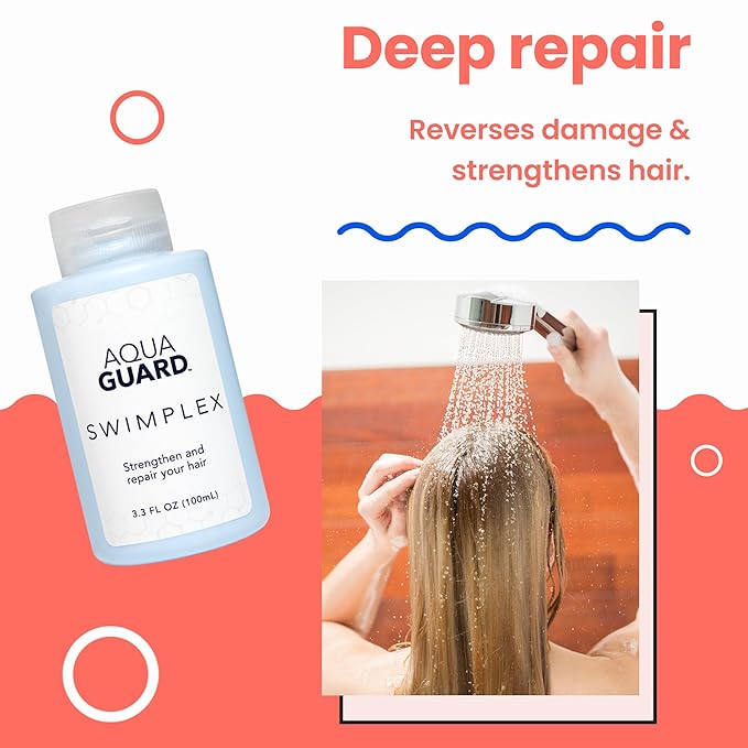 AQUA GUARD Swim Hair Rescue Bundle | Pre-Swim Protection & Post-Swim Repair Kit | Includes Hair Defense, Shampoo, Conditioner, Detangler, Hair Mask & SPF Skin Defense | Chlorine Care For Swimmers
