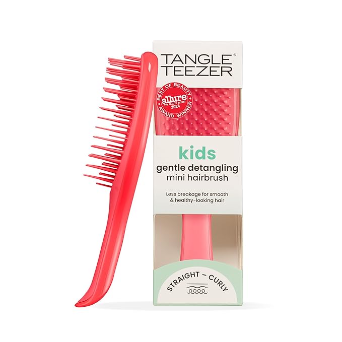 Tangle Teezer Ultimate Detangler Hairbrush, Eliminates Knots & Reduces Breakage, Mini Hair Brush for Travel, Small Hands & All Hair Types, Pink Punch