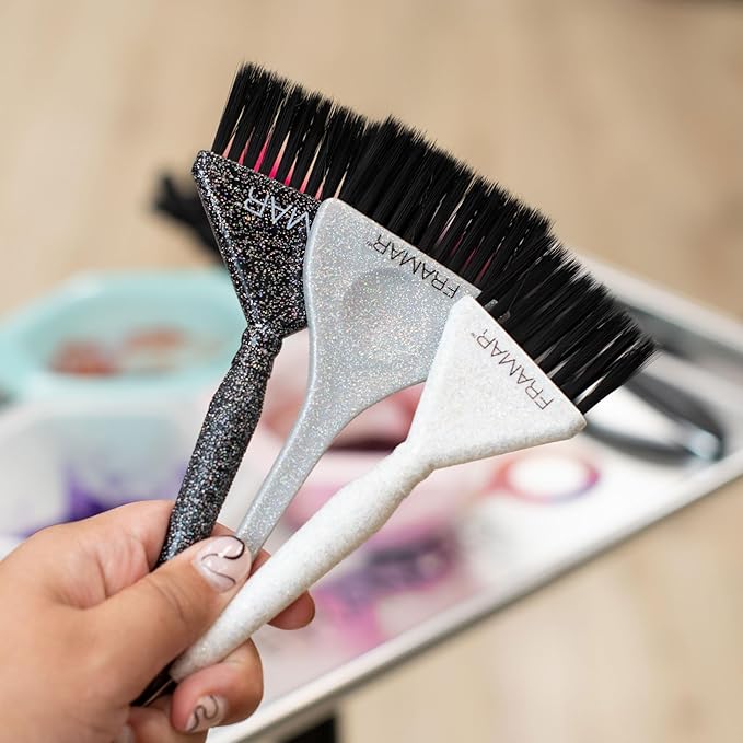 FRAMAR Hair Color Brush Set – Glitter Color Brush, Hair Dye Brush Kit, Hair Coloring Brush, Hair Color Brushes For Hair Stylist, Hair Dying Brush, Hair Salon Supplies, Hair Dye Brushes – 3Pk