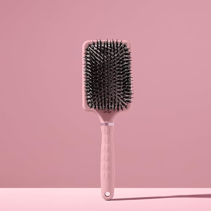 L'ANGE HAIR Detangling Paddle Brush | Nylon & Boar Bristles for Wet or Dry Hair | Built for Thick Hair | Reduces Snagging & Breakage | Tames Flyaways & Frizz for Softer, Shinier Strands (Blush)