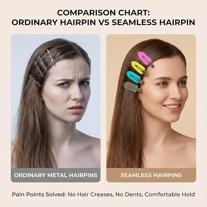 No Crease Hair Clips Makeup Pin Curl Clip Bulk 40Pcs Multicolor No Bend Dent Bang Creaseless Hair Clips for Makeup Application Bangs Hairpin Setting Pins Clip for Women Styling (Purple)