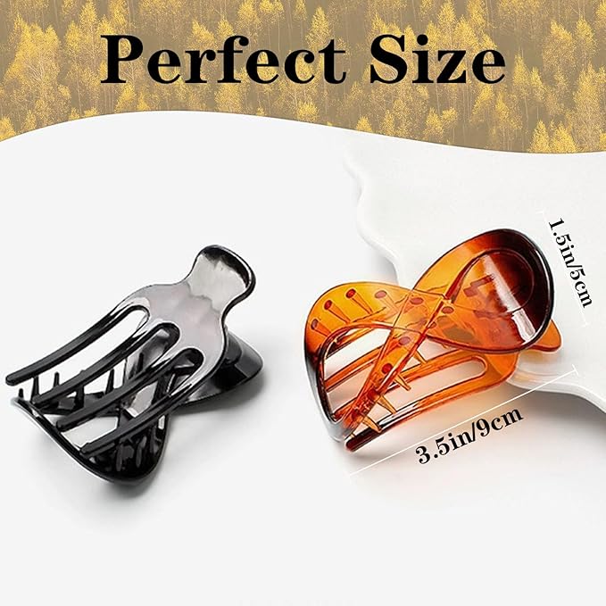 4 PCS French Concord Curved Claw Barrettes for Women - 3.35 Inch Alligator Banana Clips with No Slip Grip, Strong Hold for Volume Styling Hair Accessories