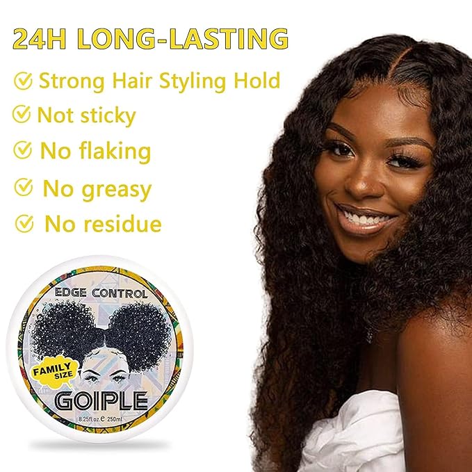 8.25 OZ Edge Control Wax for Women, Non-greasy Edge Smoother for Back Hair Extreme Hold Pack, Water-based Gel for All Hair Types, No Flaking, Extra Hold (Pineapple)
