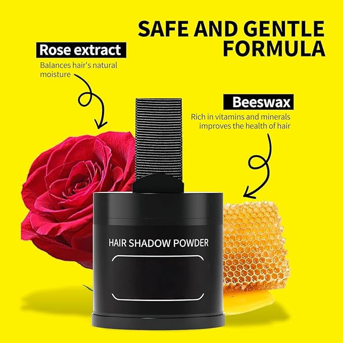Gowwim Root Touch up Powder, Instantly Gray Hair Cover up Hairline Powder for Women & Men Waterproof and Sweatproof Root Cover Up Long-Lasting for Thinning & Loss Hair (Black6, 10G+1)