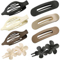 8 PCS Flat Hair Clips, 3 Styles Large Flat Claw Clips for Women, French Strong Hold Non-slip Duckbill Hair Claws for Thin Thick Hair(Matte)