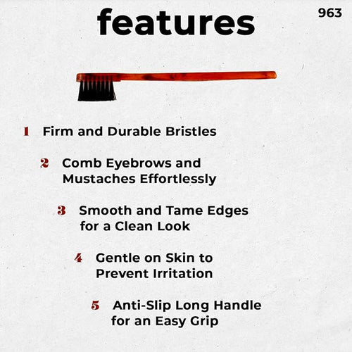 #963 Handmade Eyebrow Brush Tortoise Havana Acetate Smooth Tame Edges Style Eyebrows Detangling Parting Grooming Teasing Hair Styling Hairdresser Barber Hairdressing Wet Dry Pocket Women Men