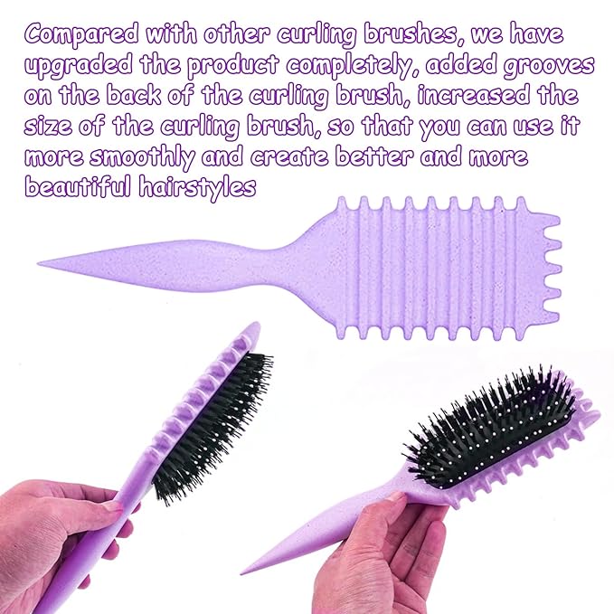 Curl Defining Brush, 1 PCS Curly Hair Brush, Brush for Curly Hair, for Combing and Shaping Men's and Women's Curls to Reduce Pulling (Purple)