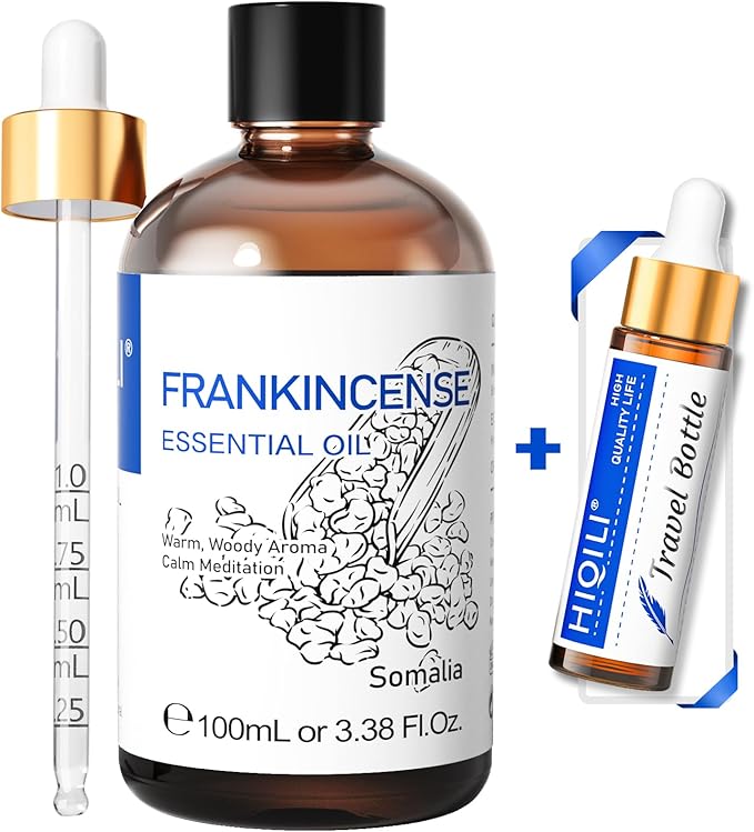 HIQILI 100ML Frankincense Essential Oil, for Massage, 100% Pure and Natural 3.38 Fl Oz