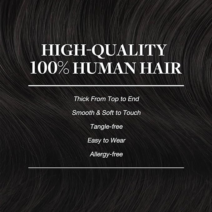 GOO GOO Clip in Hair Extensions Real Human Hair, Remy Human Hair Extensions Clip ins for Women, Natural Human Hair, 20inch 80g 2Pcs, #1B Natural Black