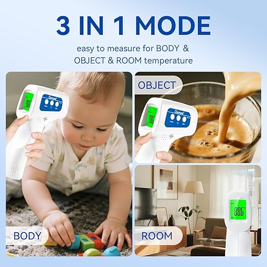 Berrcom Thermometer, 3 in 1 Contactless Infrared Fever Check Thermometer for Forehead, Ideal for Baby, Infant, Kids, and Adults, Batteries Not Included, JXB-178 (White)