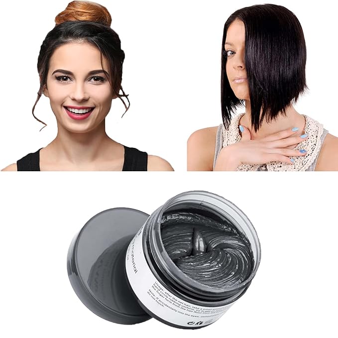 Black Hair Color Wax, Instant Hairstyle Cream 4.23 oz, Temporary Natural Hair Wax for Party, Cosplay, Halloween, Daily use, Date, Clubbing (Black)