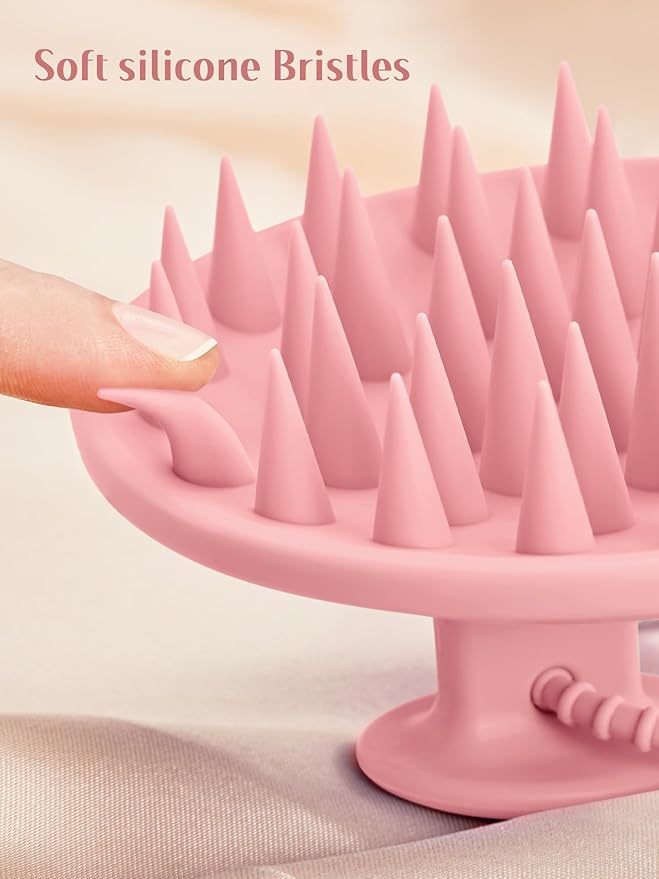 HEETA Scalp Massager Shampoo Brush with Silicone Bristles for Dandruff Removal Scalp Care & Hair Growth, Scalp Scrubber for All Hair Types, Head Massager Stress Relax, Upgraded Large Design,Pink