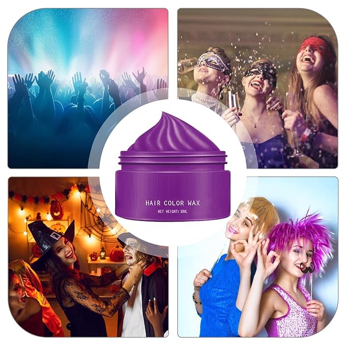 Hair Color Wax - 30ml Temporary Washable Hair Dye, Style and Color Easily for Women Men Teens and Kids, Styling Cream for Parties Cosplay Halloween, Vibrant Fun Colors Easy to Apply Wash