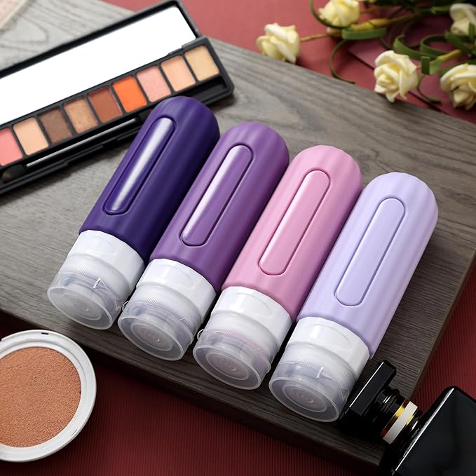 16 Pack Travel Bottles for Toiletries, Leakproof Travel Containers for Toiletries, TSA Approved Silicone Travel Accessories Squeezable Refillable 3oz for Shampoo Conditioner Lotion