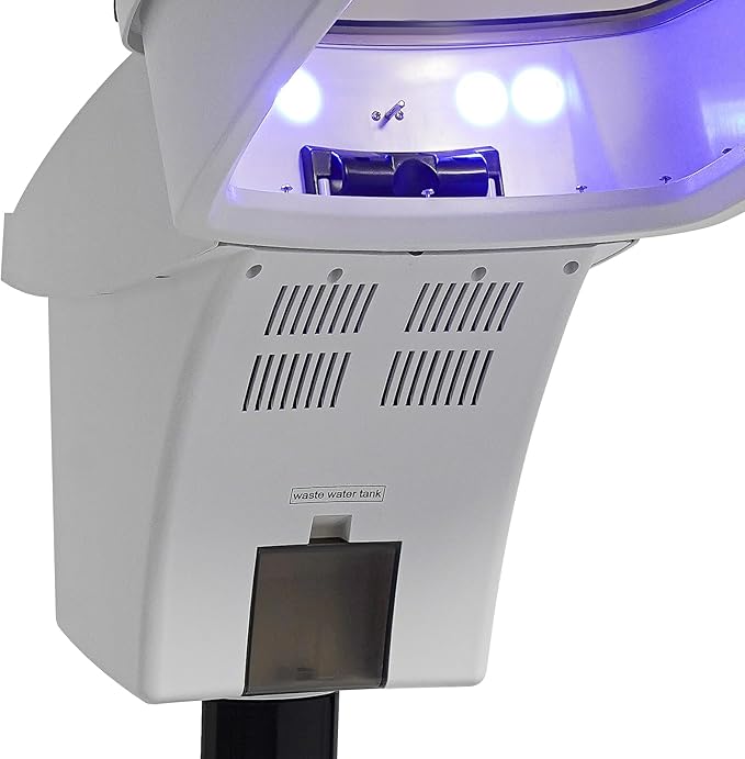 Hair Steamer, 7 Light Professional Standing Deep Conditioning Hair Steamer, Household Hair-Care Machine with Hair-Care Hood & 57.49 oz Water Tank for Salons Barbershops (White)