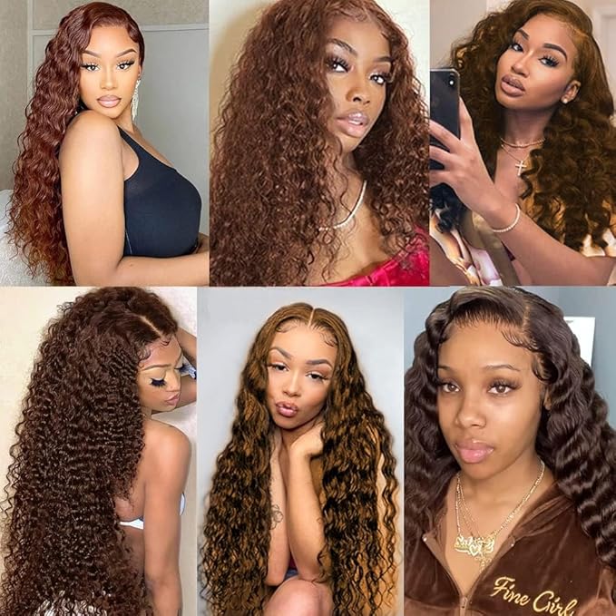 Brown Human Hair Bundles Color 4 Deep Wave Bundles 22 Inch Unprocessed Brazilian Virgin Remy Hair Extensions Niegmeag Double Weft Real Brown Hair Weave