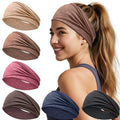 6 Pack Wide Headbands for Women - No Slip Hair Bands for Sports Yoga Workout Running Daily Use, Soft Stretchy Elastic Sweat Wicking Head Wraps Hair Accessories