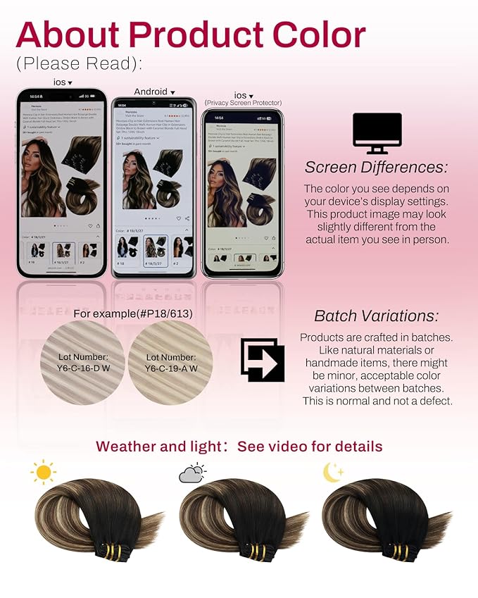 Moresoo Clip in Hair Extensions Balayage Double Weft Human Hair Clip in Extensions Ombre Black to Brown Mixed with Caramel Blonde 7pcs 120Grams 20inch