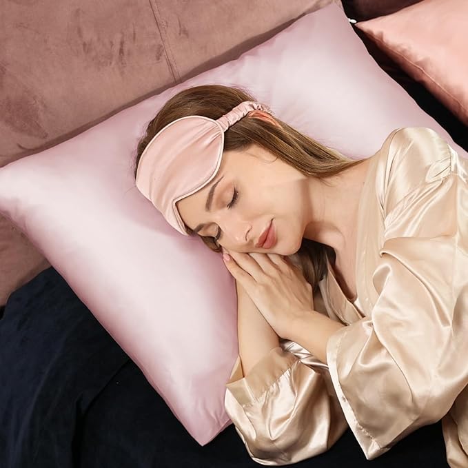 Adubor Silk Pillowcase for Hair and Skin with Hidden Zipper, Both Sides 23 Momme Silk Pillow Case, Queen Size 20×30 inches, Pink, 2PCS