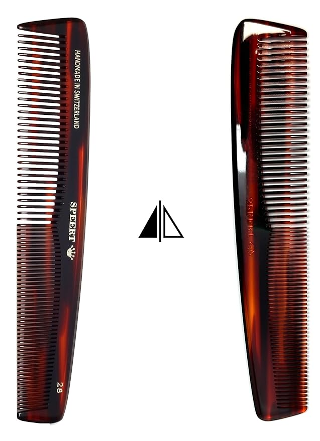 #28 Handmade Wide Narrow Tooth Comb Tortoise Havana Acetate Thick Coarse Curly Thin Fine Straight Hair Detangling Parting Grooming Teasing Hair Styling Hairdresser Barber Hairdressing Wet Dry