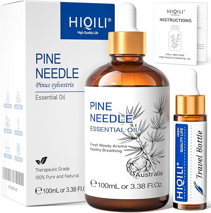 HIQILI 100ML Pine Essential Oil,100% Pure Natural Premium Quality, for Diffuser Skin Candle Making - 3.38 Fl Oz