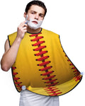 Beard Apron Hair Catcher, American Red Line Yellow Softball Shave Bib, Waterproof Non-Stick Shaving Bib, Trimming Grooming Tool for Dad Men Anniversary