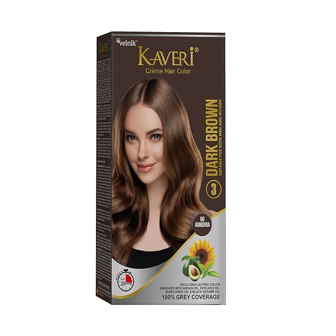 Creme Hair Color Permanent Hair Dye Color - With Improved Creme Formula for 100% Gray Coverage Ammonia Free Hair Color Dye for Rich Bright Long lasting (Dark Brown, 3.04 Fl Oz)