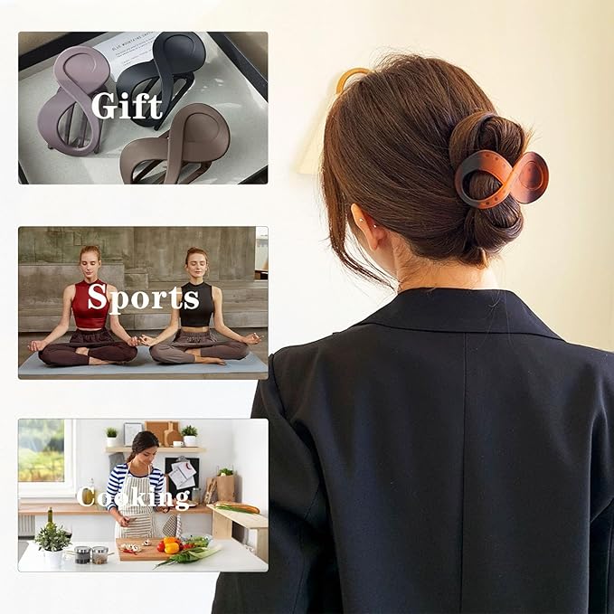 4 PCS French Concord Curved Claw Barrettes for Women - 3.35 Inch Alligator Banana Clips with No Slip Grip, Strong Hold for Volume Styling Hair Accessories