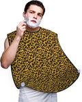 Adjustable Non-Stick Beard Apron, Hair Catcher Cape for Shaving Grooming, Waterproof with Suction Cups Men, Black Gold Glitter Wild Chic Animal Cheetah Leopard Ptint Shave Bib