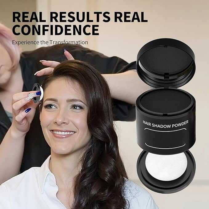 Gowwim Root Touch up Powder, Instantly Gray Hair Cover up Hairline Powder for Women & Men Waterproof and Sweatproof Root Cover Up Long-Lasting for Thinning & Loss Hair (Black6, 10G+1)