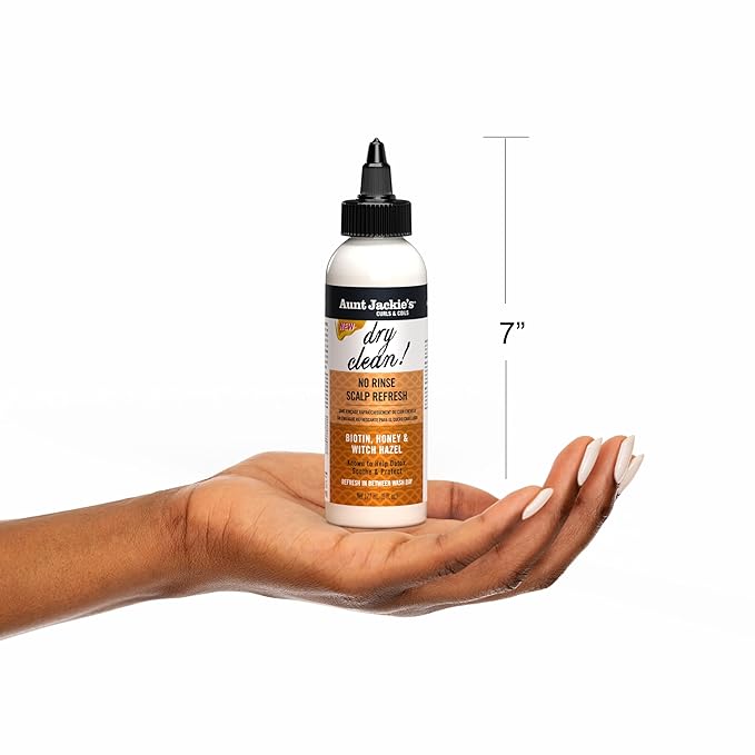 Aunt Jackie's Braid + Twist Collection Dry Clean! No Rinse Scalp Refresh – Detox and Moisturize Scalp with Witch Hazel, Scalposine, Biotin, and Honey – 6 fl oz