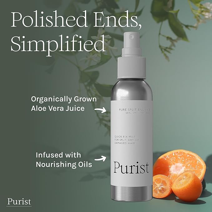Purist Pure Split End Mist Spray | Seals & Smoothens Fragile Ends for Silky Shine & Lasting Softness | Lightweight Leave-In Split Ends Hair Treatment Spray for Hair | Made in USA, 4oz Bottle