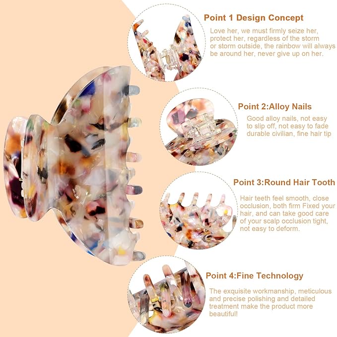 WILLBOND 6 Pieces Medium Hair Claw Clips for Thin Hair 2.6 Inch Tortoise Shell Clip Banana Jaw Hairpin French Style Barrettes Head Accessories for Women Girls(Classic Patterns)