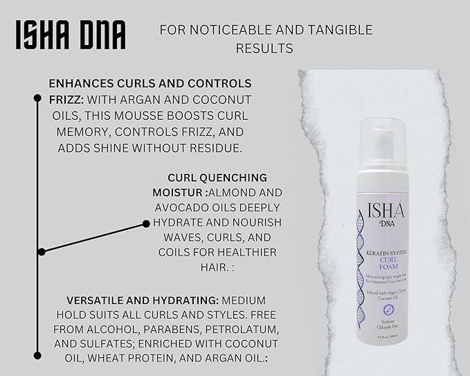 Keratin System Curl Mousse - Volumizing Curl Enhancer for Wavy or Frizz-Free Curls - Sulfate-Free with Argan and Coconut Oil