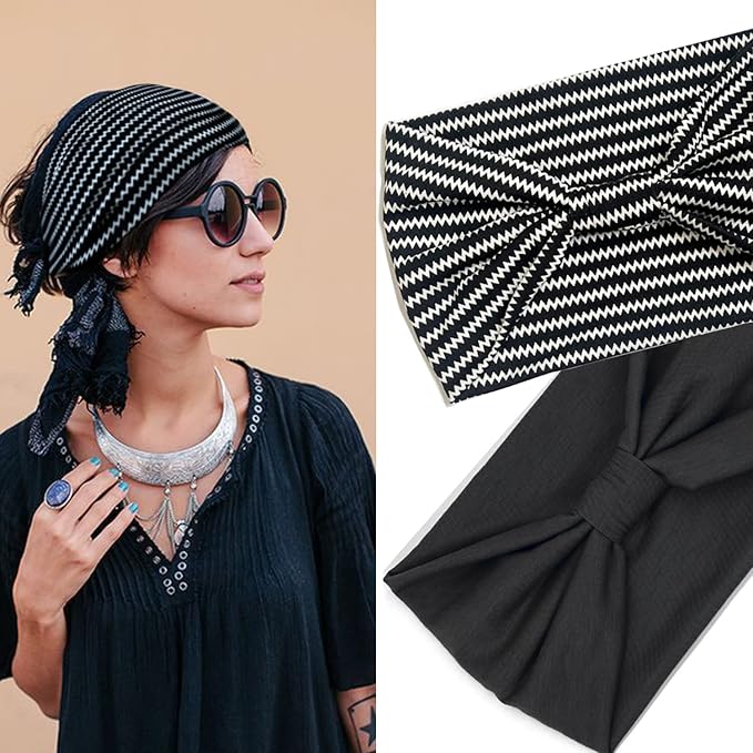 IVARYSS Wide Headbands for Women, Cute Bright Knotted Head Wraps Turbans, Large African Style Head Bands Hair Accessories, 6 Pack