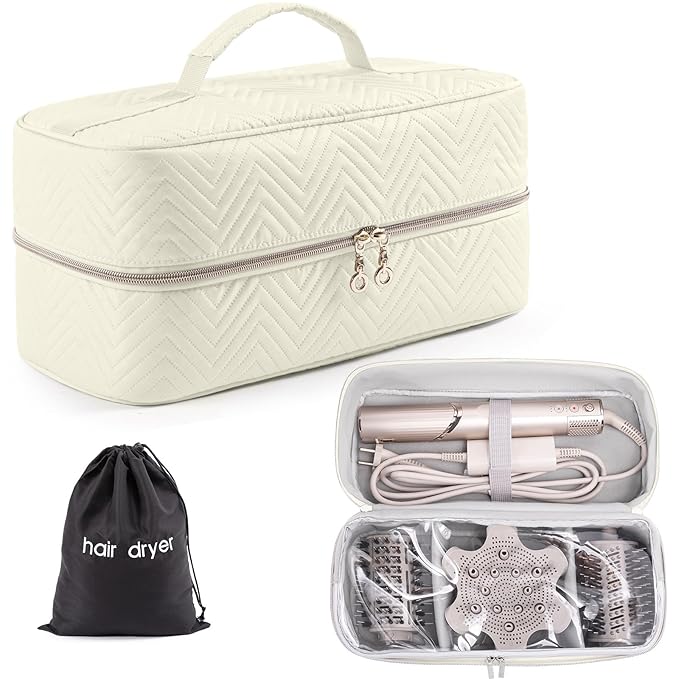 Hair Tools Travel Case with Black Hair Dryer Bag, Large Hair Tools Travel Carrying Case for Shark FlexStyle/SmoothStyle - Hair Air Wrap Dryer Storage Case Flat Curling Iron Travel Organizer