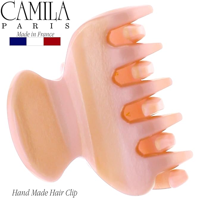 Camila Paris CP3070 French Hair Clip for Women, Handmade, Pink, Small, Girls Hair Claw Clips Jaw, Durable Styling Hair Accessories for Women, Strong Hold No Slip Grip, Made in France