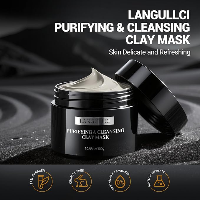 Purifying Kaolin Clay Mask & Mud Face Mask - Blackhead Remover, Oil Control for Sensitive/Oily/Dry Skin | Detoxifying Scrub & Pore Cleaner | Helps Reduce Pores & Acne | 10.5oz