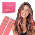WENNALIFE Light Pink Clip in Hair Extensions Real Human Hair 35g 6pcs 16 Inch Colored Hair Extensions for Kids Women Colorful Hair Pieces Pop-up Style Straight Extensiones De Cabello Humano Con Clip